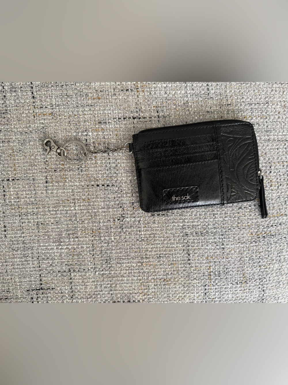 The Sak Black Zip Pouch with Beige Interior